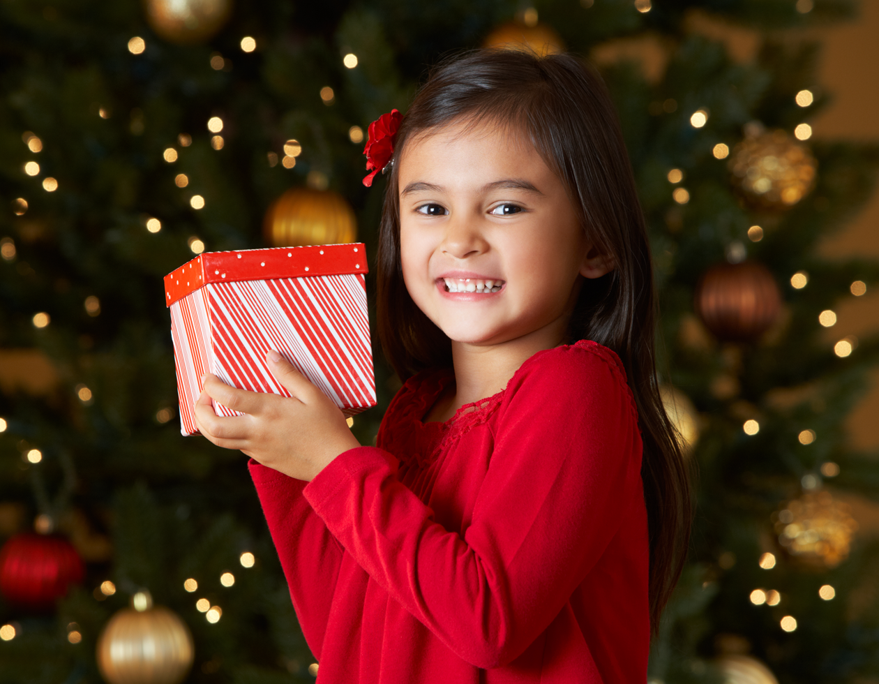 girl with holiday gift