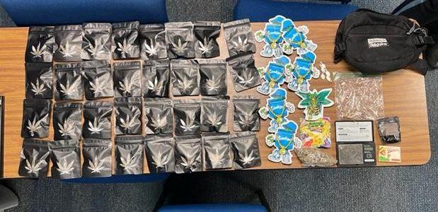 Approximately 276 grams of suspected marijuana packaged in 40 individual bags, approximately 2.7 grams of suspected cocaine packaged in five individual bags, approximately 4.72 grams of suspected Psilocybin mushrooms, and a digital scale.