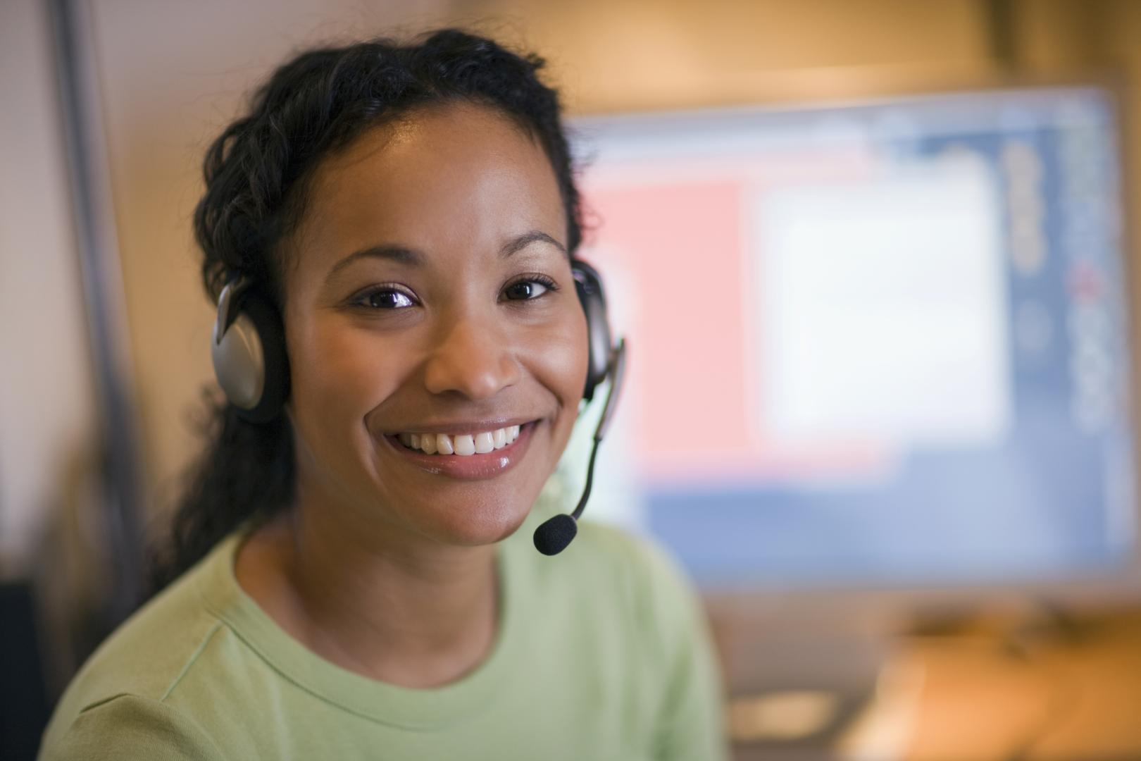 Woman with phone headset