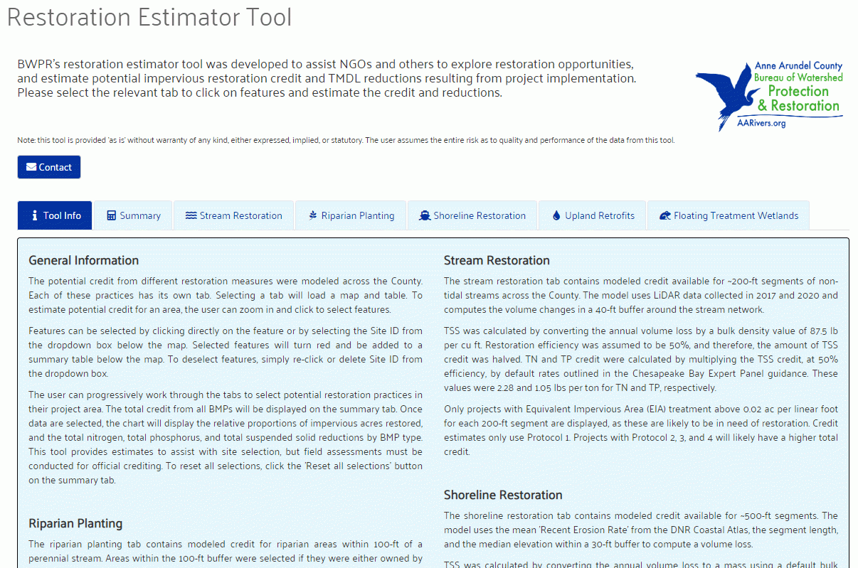 Restoration Estimator Tool