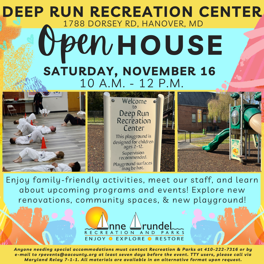 Deep Run Recreation Center Open House November 16, 2024