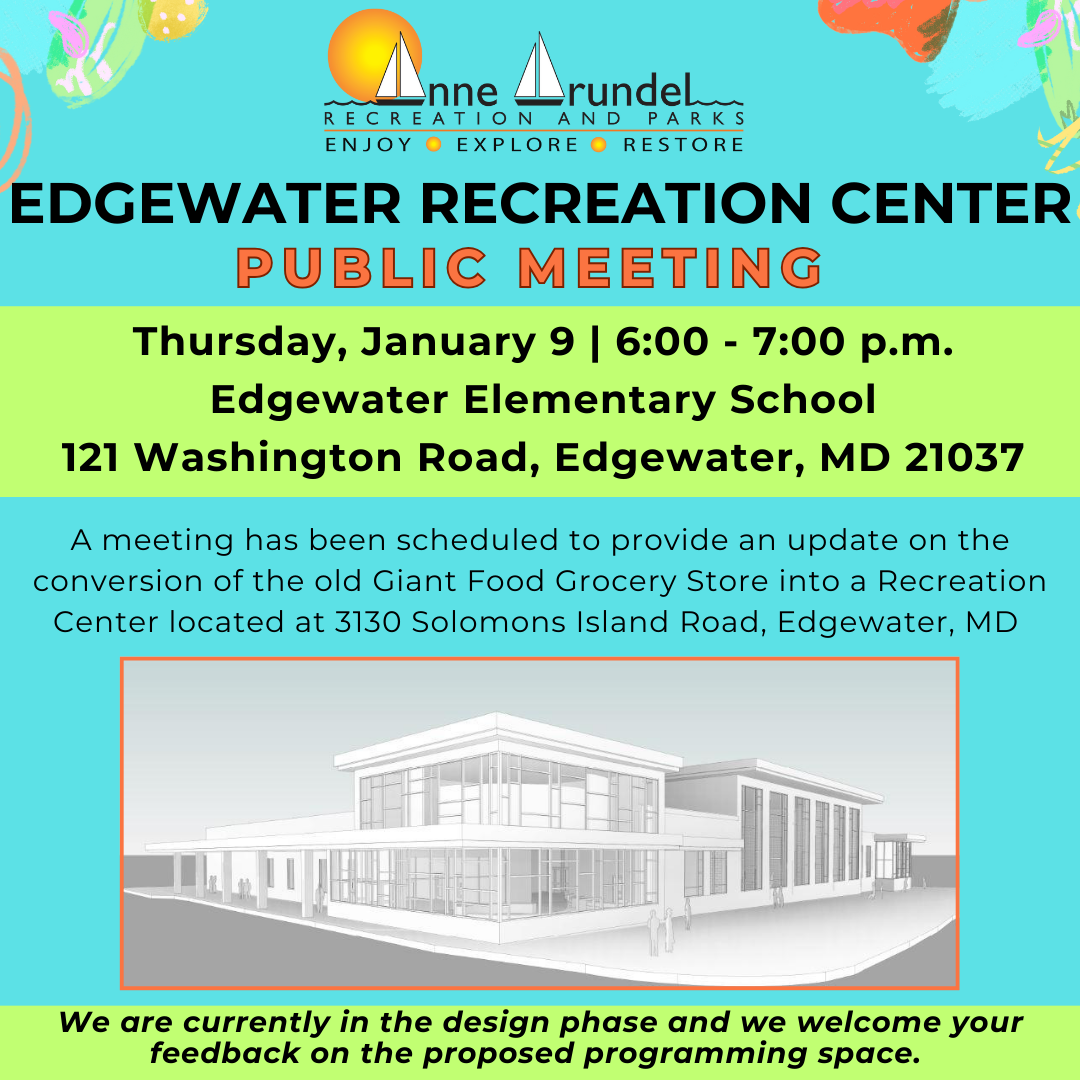 Edgewater Recreation Center Public Meeting Infographic 1/9/25