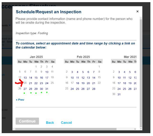 LUN Inspections Selecting Dates 1