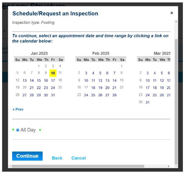 LUN Inspections Selecting Dates 2