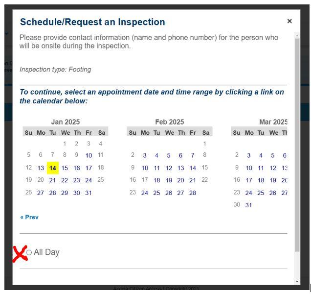 LUN  Inspections Selecting Date 3