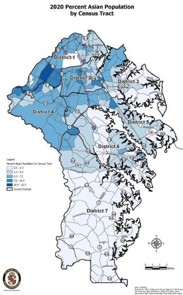 Asian and Pacific Islanders in Anne Arundel County Map