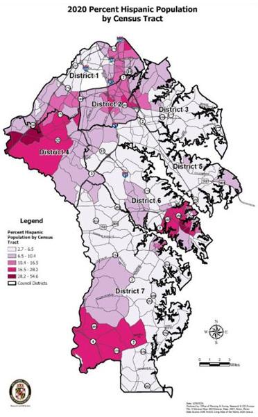 Latinos in Anne Arundel County Map